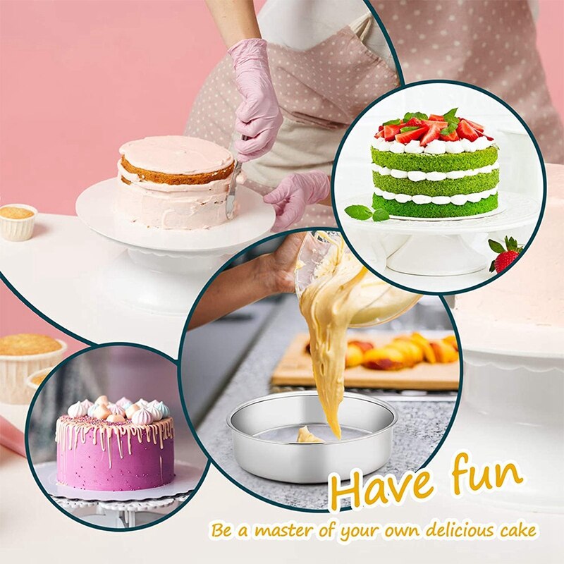 6 Inch Ronde Cake Tin Voor Bakken, Rvs Layer Cake Tins Pannen Set Van 3, mini Cake Bakvormen Set (Afneembare Base)