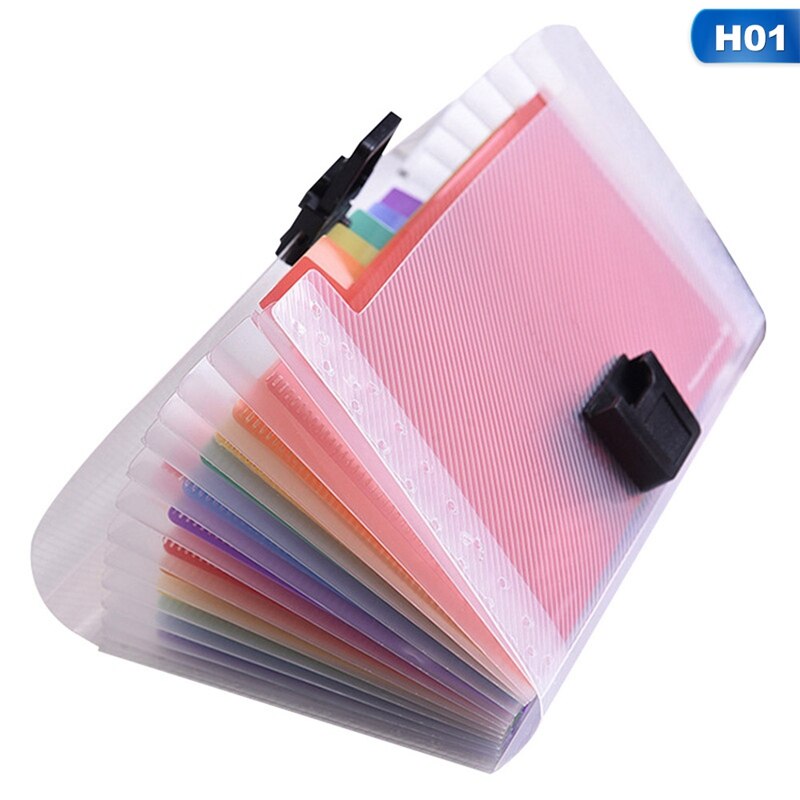 Carpeta de plástico portátil A6 con 13 bolsillos, organizador de oficina para documentos, estuche de almacenamiento para documentos: H01