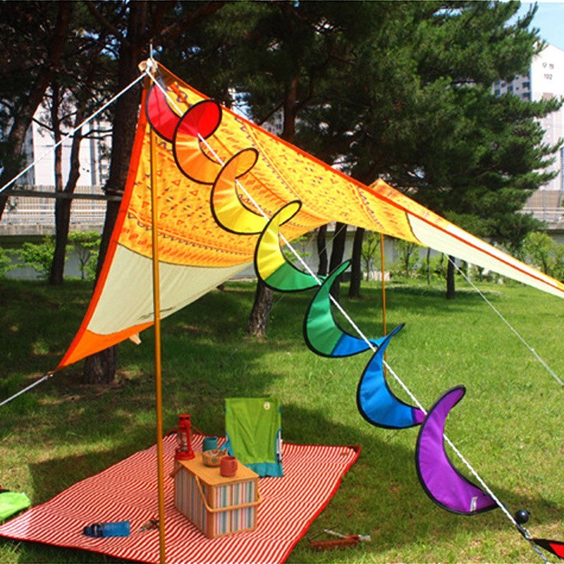 Regenboog spiraal windmolen kleurrijke wind spinner tent vlieger lange staart nylon buiten tuin huisdecoraties yyy 9135