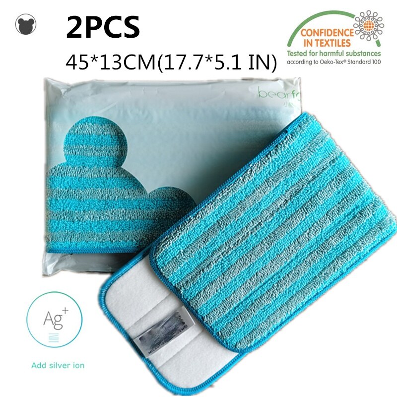 2 stk 45*14cm gulv rengjøring erstatning mopp klut dobbel mikrofiber mopp pute husholdning pasta klut mopp pute gjenbrukbar sprøyting flat: 2 stk blå striper
