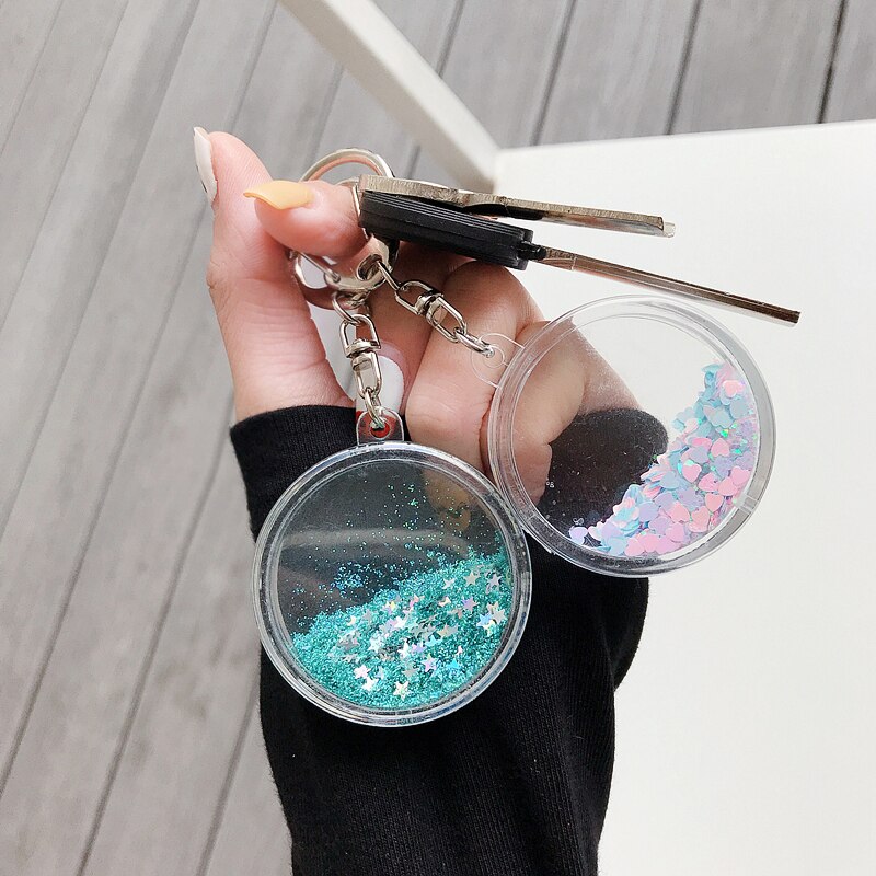 Liquid Keyring Glitter Quicksand Keyring Acrylic Key Fob Backpack Pendant Couples Women Men Boyfriend Friend Keychain