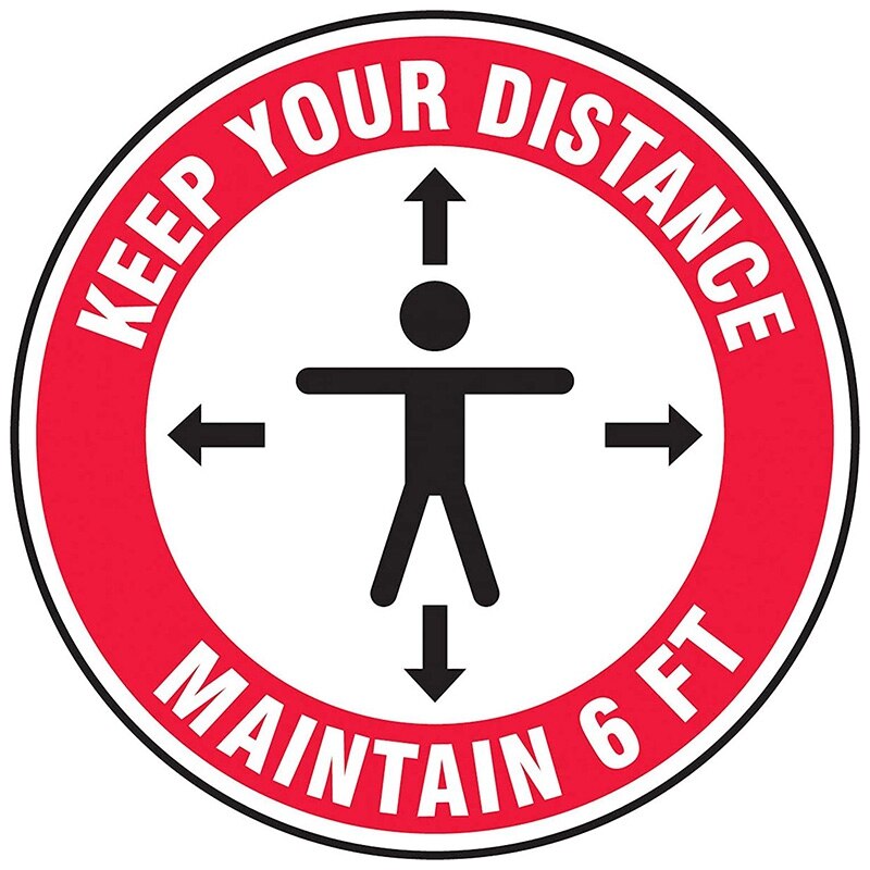 10 Pcs Isolation Floor Sign for Queuing Line 6-Foot Safety Warning Sign Sign for Shopping Mall 12 inch