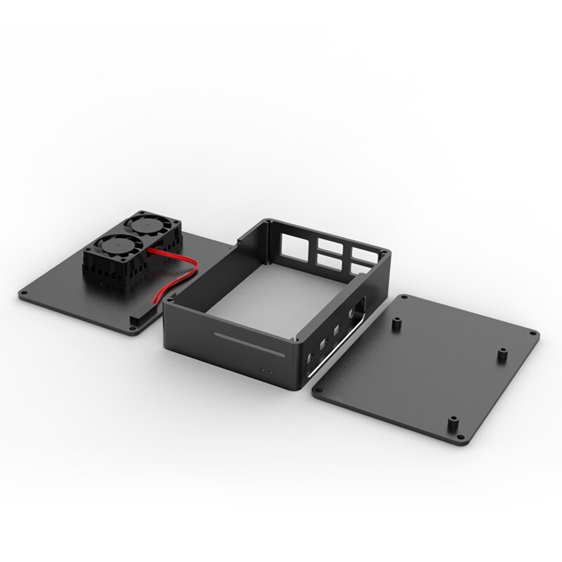 Neueste Himbeere Pi 4 Aluminium fallen Metall Hülse Schwarz Kasten Gehäbenutzen mit Dual Fan Optional
