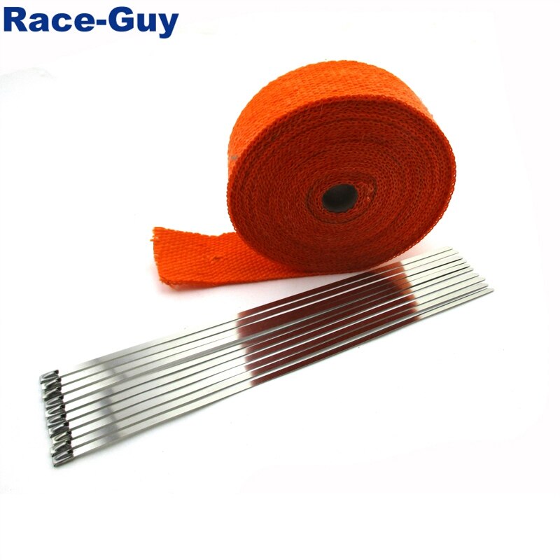 Rollo de cinta térmica de aislamiento térmico para tubo de escape, envoltura de tubo de escape, Lava Rock, naranja, 2 &quot;x 50 pies