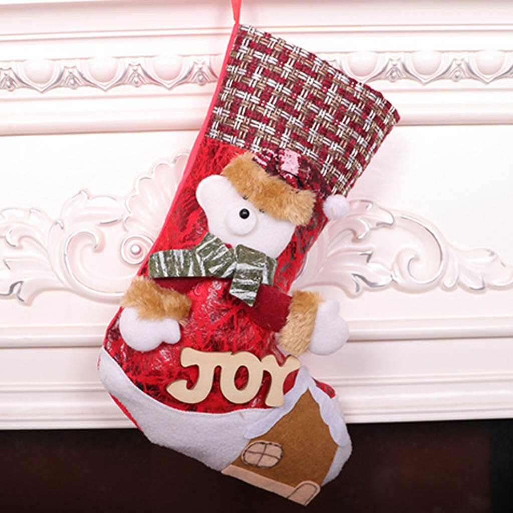 Vrolijk Kerstfeest Pluche Boom Opknoping Snoep Sokken Decoratieve Brief Patroon Kerstsok Bag Kerst Hanger