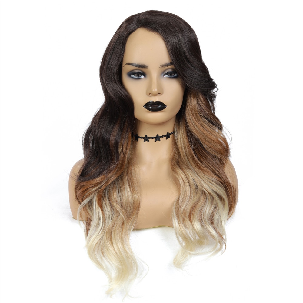 Golden brown Loose Wavy Wig Trendy Beauty Hair Synthetic Lace Front Wig SOKU For Black Women Glueless Heat Resistant Fiber Wigs