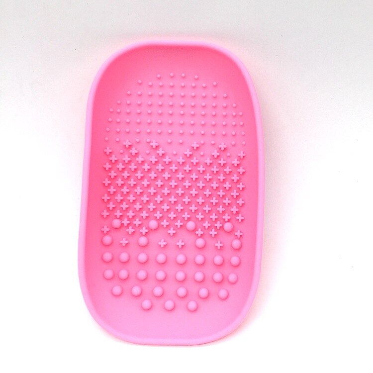Cepillo de silicona para base de maquillaje, almohadilla de limpieza, cepillo para alfombrilla, herramientas de lavado, cepillos cosméticos para cejas, herramienta limpiadora, tablero depurador, 1 ud.: 15x9x3.5cm Pink