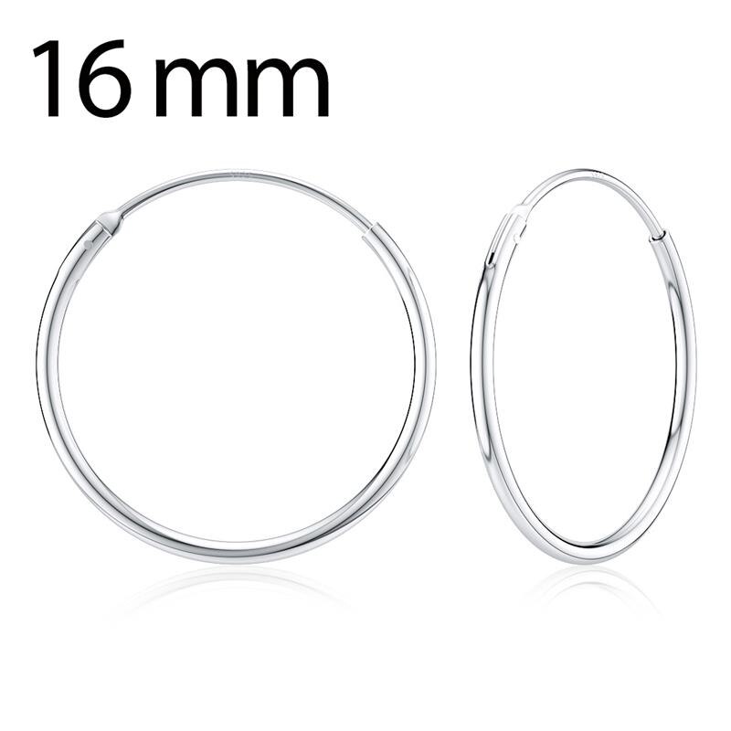 Simple Style Hoop Earrings Smooth 925 Sterling Silver Circle Earrings Women Girl Wedding Party Trendy Female Fine Jewelry: 16 mm