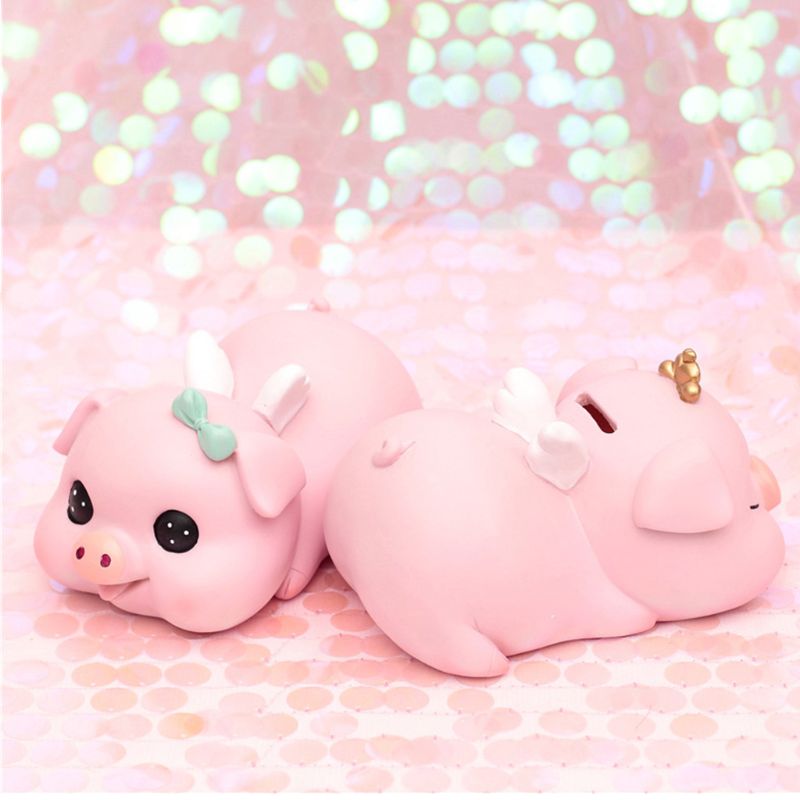 Pink Pig Coin Piggy Bank Home Decor Keepsake Unique for Girls and Boys