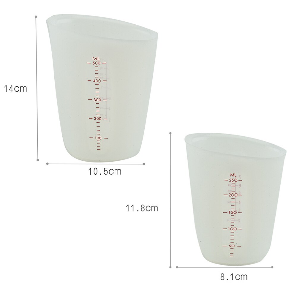 250ml/500ml siliconen maatbekers keuken meetinstrumenten boter maatbeker flexibele siliconen beker voor bakken kookgereedschap