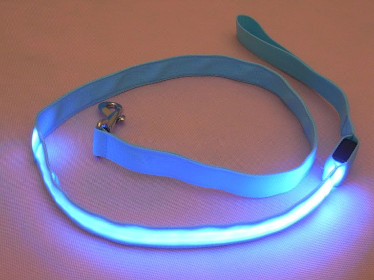 Nylon led-oplichtende hondenriem voor nachtveiligheid, knipperende led-hondenhalsband met lichtgevende verlichting, huisdierbenodigdheden, kattentekening, kleine riem met led-verlichting voor honden.: Blauw