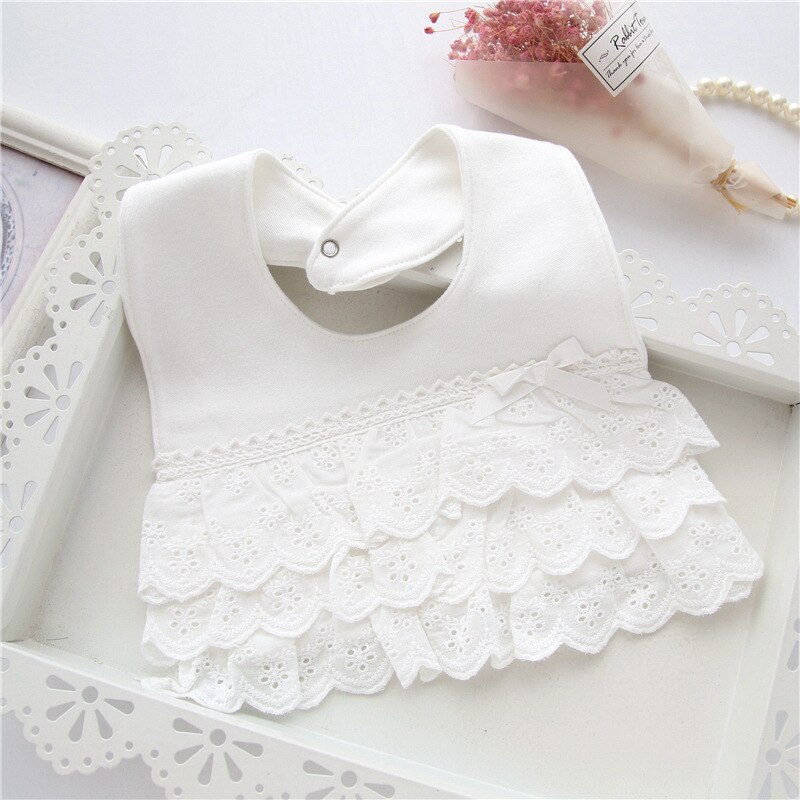 Baby Mädchen Prinzessin Spitze Drooling Lätzchen Speichel Handtuch Runde Weiche Baumwolle Runde Bib Rosa Weiß Farbe Für Neugeborene Baby Kinder dinge: 4