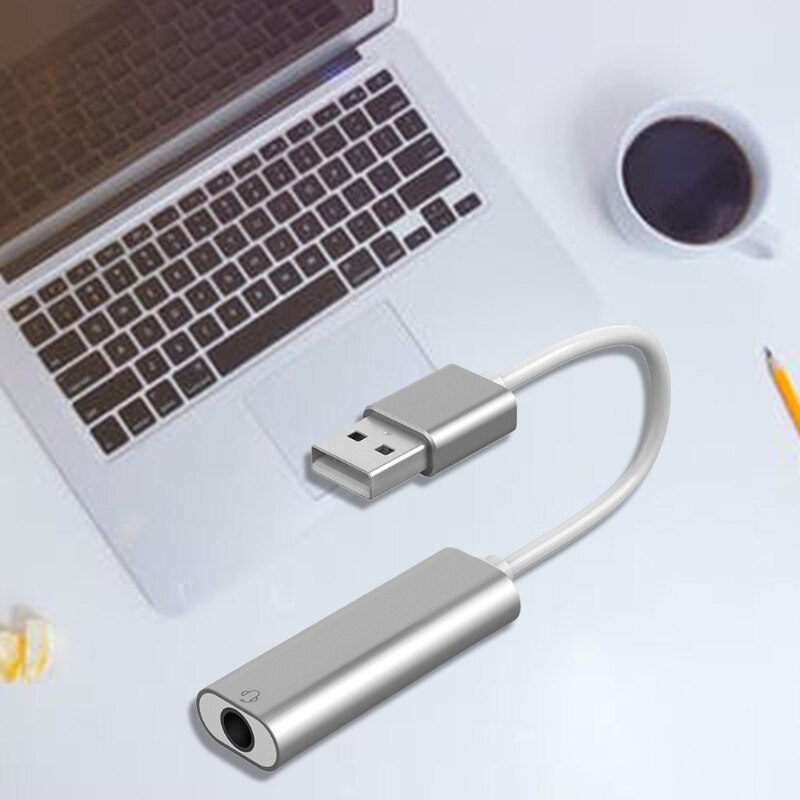 DUOBAGMA 3-in-1 externe USB geluidskaart 7.1 adapter, 3,5 mm jack HD