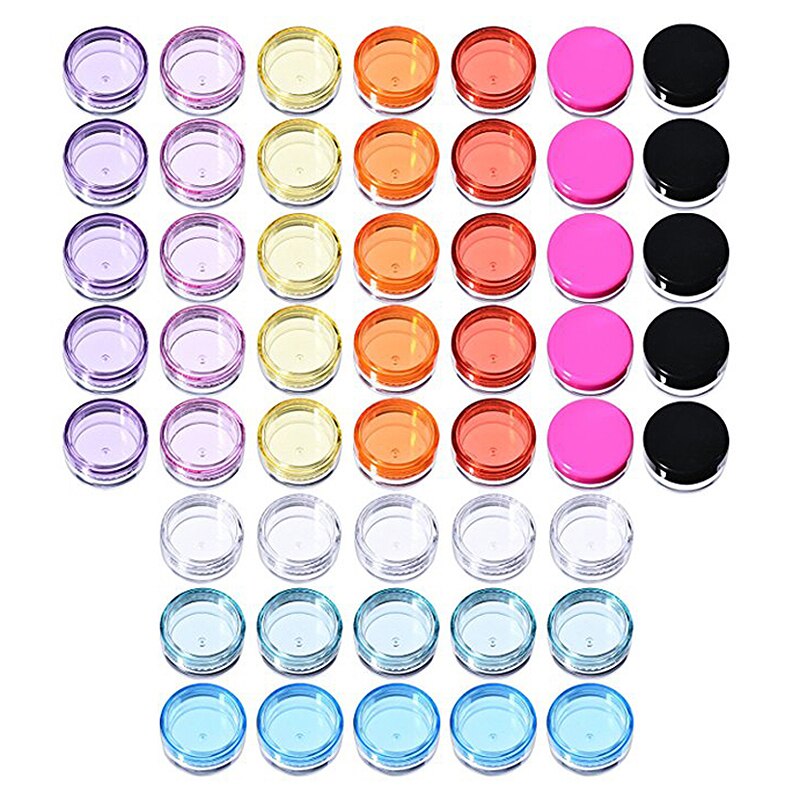 50 Stuks Plastic Pot Potten Lege Cosmetische Container Met Deksel Voor Crèmes Monster Make-Up Opslag, 5G, 10 Kleuren