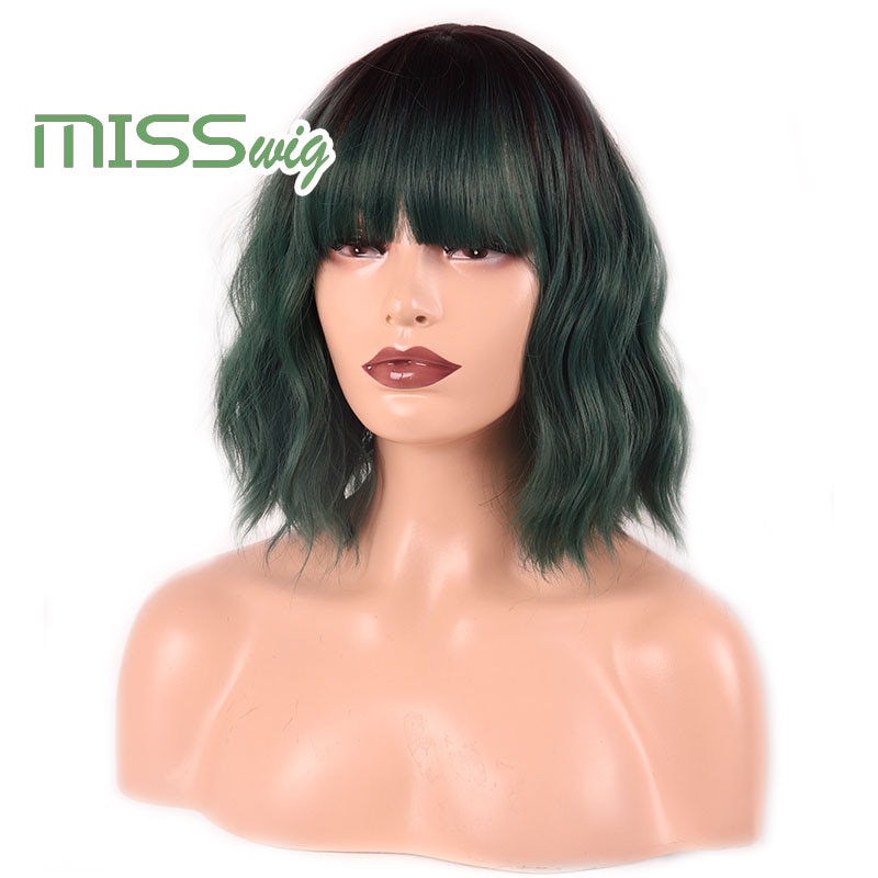 MISS perruque court vague d'eau cheveux synthétiques 16 couleurs disponibles perruque pour femmes fibre résistante à la chaleur quotidien faux cheveux