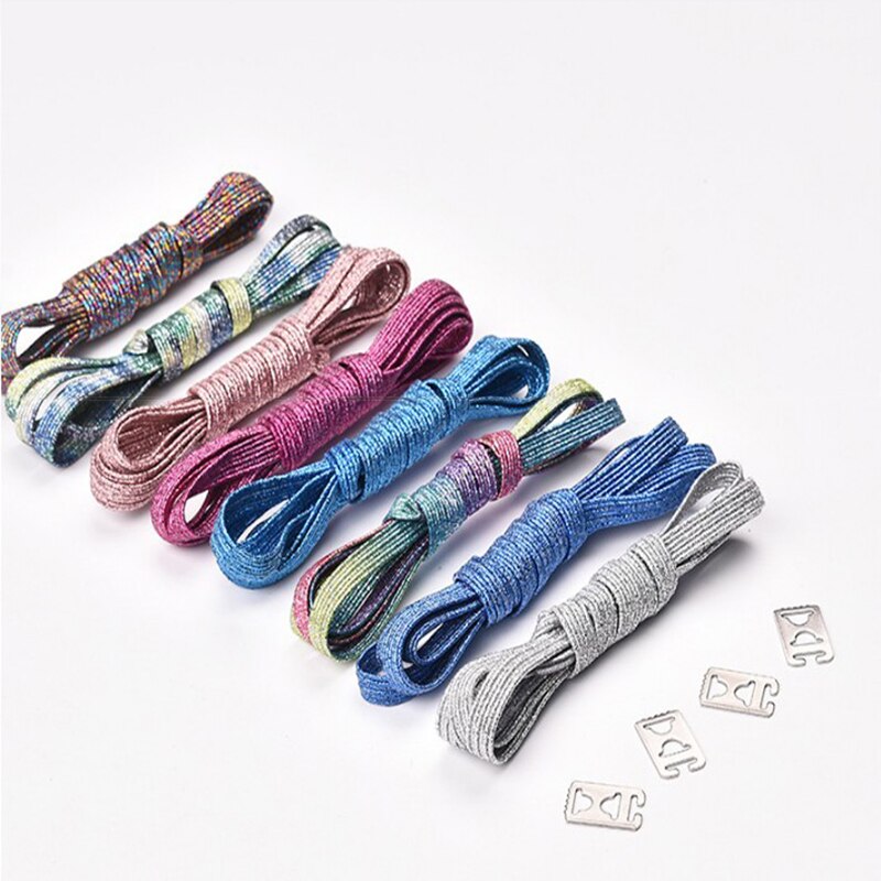 Fargerike skinnende skolisser unisex 105cm raske uten knytesko blonder barn barn spenne skolisser stretch late skolisser