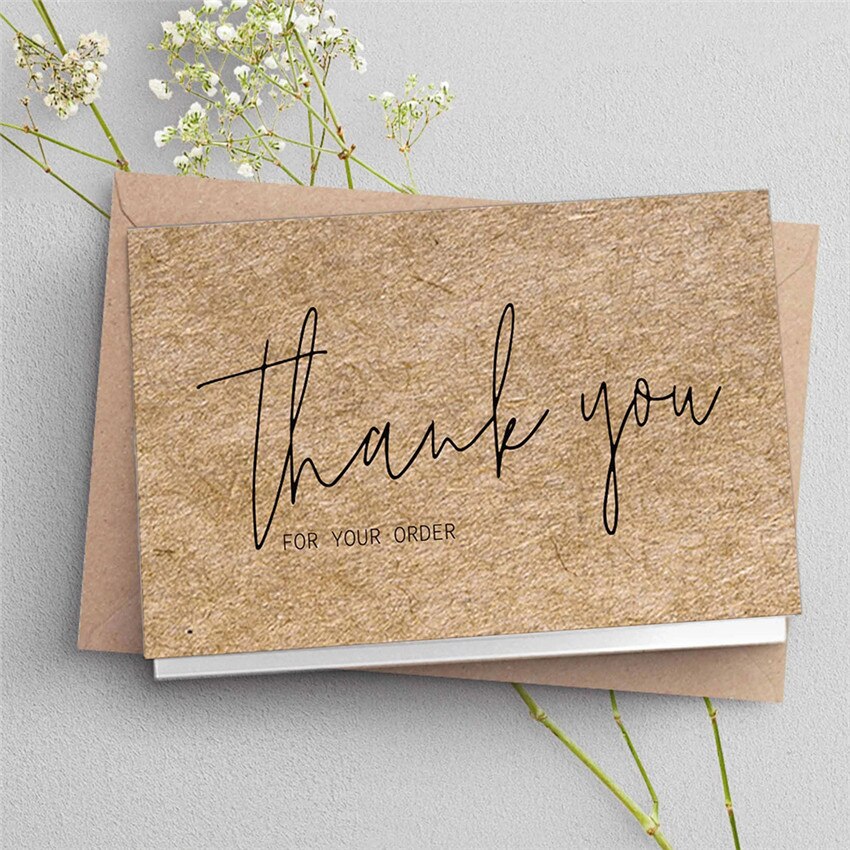 30pcs Thank You Card Natural Kraft Paper Thank You For Your Order Labels Small Business Mailer Decor note cards