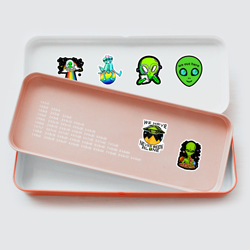 Pegatinas de grafiti de Alien ET de dibujos animados para equipaje DIY, botella de agua, teléfono, portátil, guitarra, álbum de recortes, casco, calcomanía de pared para coche, 10/25/50 Uds.