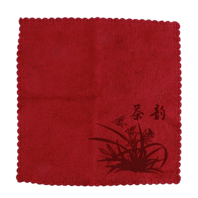 Kinesisk viskestykker miljøvenlig udskrivning te værktøj vandabsorption fiber te klud stærk vandabsorption specielt håndklæde: Rød
