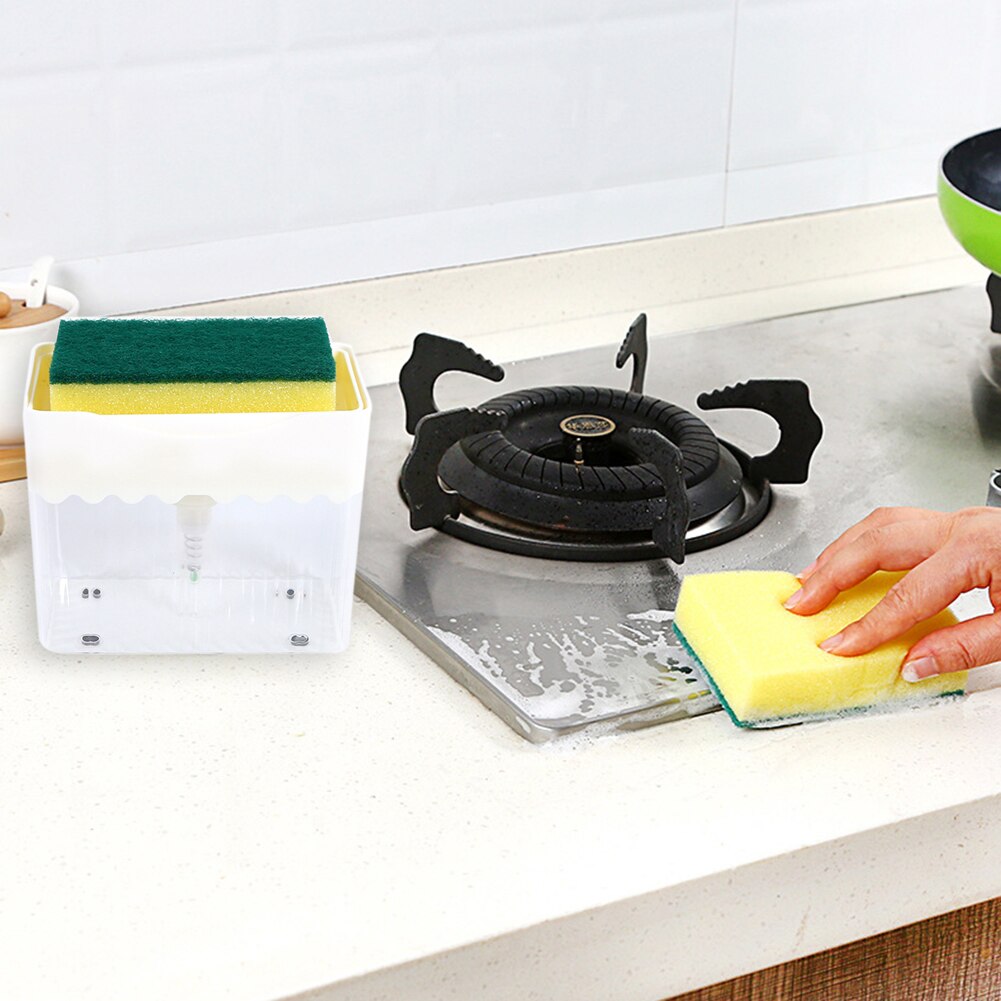 2 in 1 Automatic Soap Dispenser Hand Press Hand Sanitizer Liquid Soap Pump Organizer with Sponge Kitchen Tools Bathroom Supplies