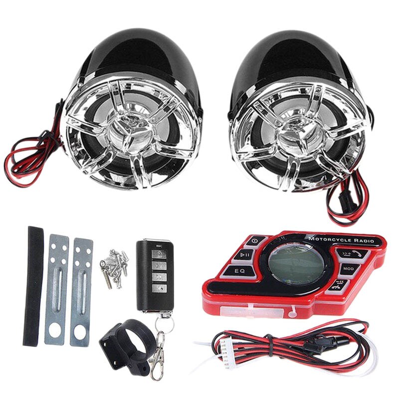 Motorcycle Stereo Speakers Bluetooth MP3 Player Waterproof o System FM o USB/TF for Motor Scooter Bike ATV UTV