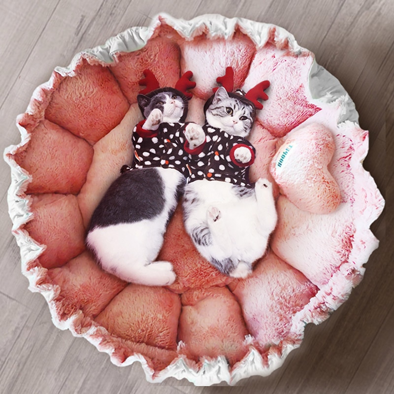 Hoopet kattenbed, schattig roze, warm puppy hondenbed, herfst/winter, mooi huis voor katten