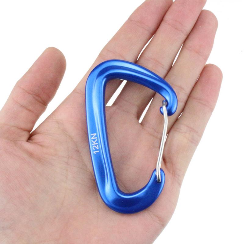 Gancho para escalada, mosquetón en forma de D, hebilla de alpinismo, cierre de seguridad 12KN, accesorios para escalada al aire libre