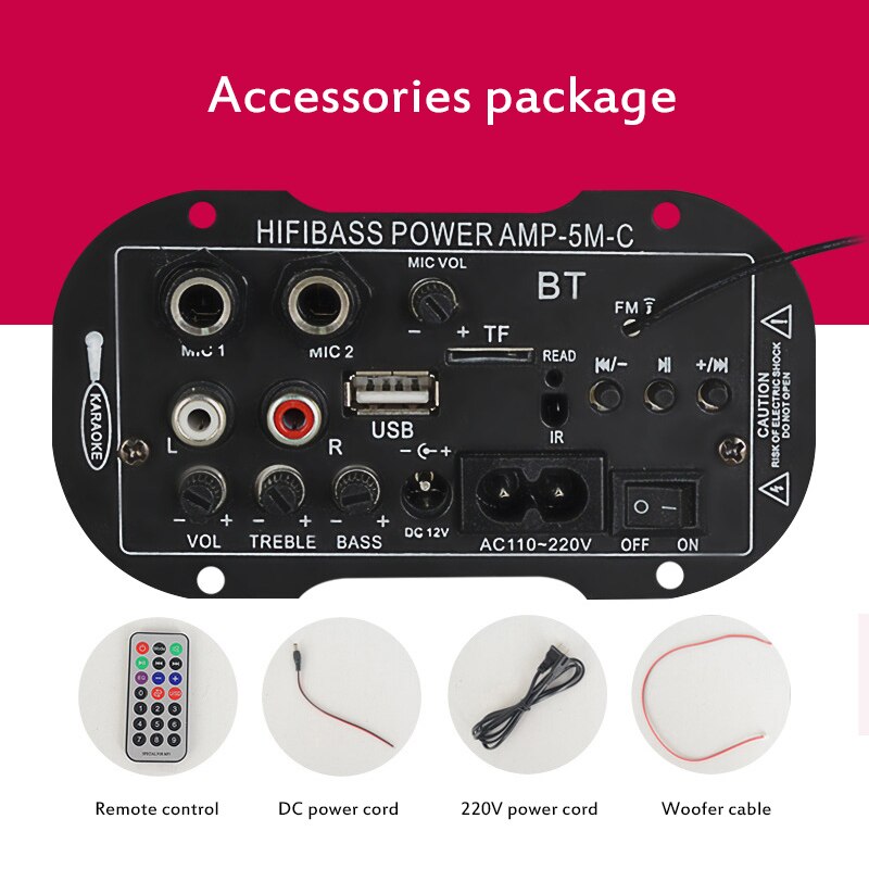 5" Car Bluetooth Mini Digital Amplifier Audio USB Amplifier Mono BT Function: Default Title