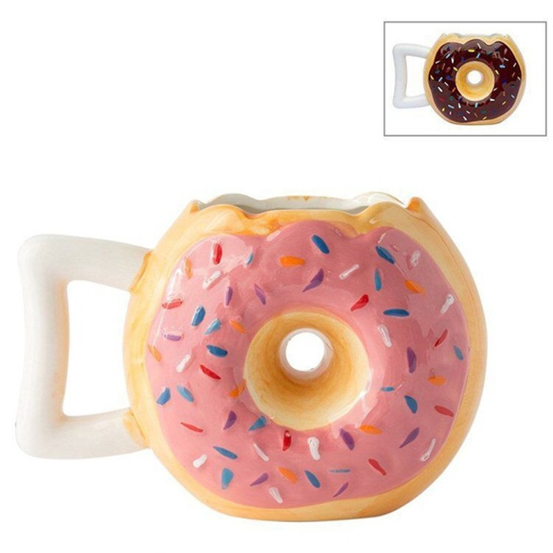 Donut Taza de cerámica creativa pan taza Donut galleta taza para café o leche té taza arte hecho a mano vidrio Oficina