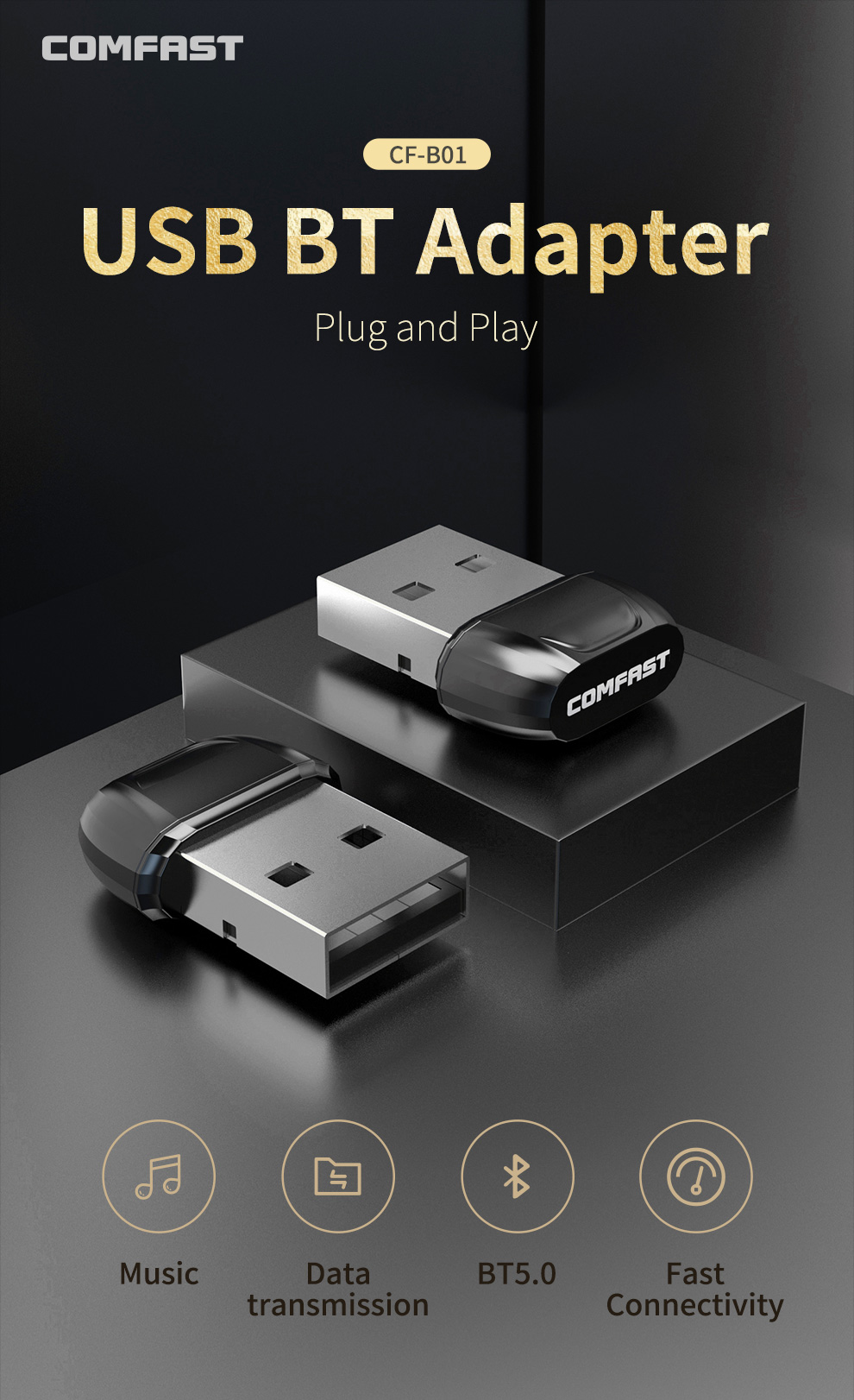 Bluetooth 5.0 Usb Adapter Voor Pc Windows 7 8 10 Computer Laptops Receptor Bluetooth Zender Speaker Oortelefoon Dongle