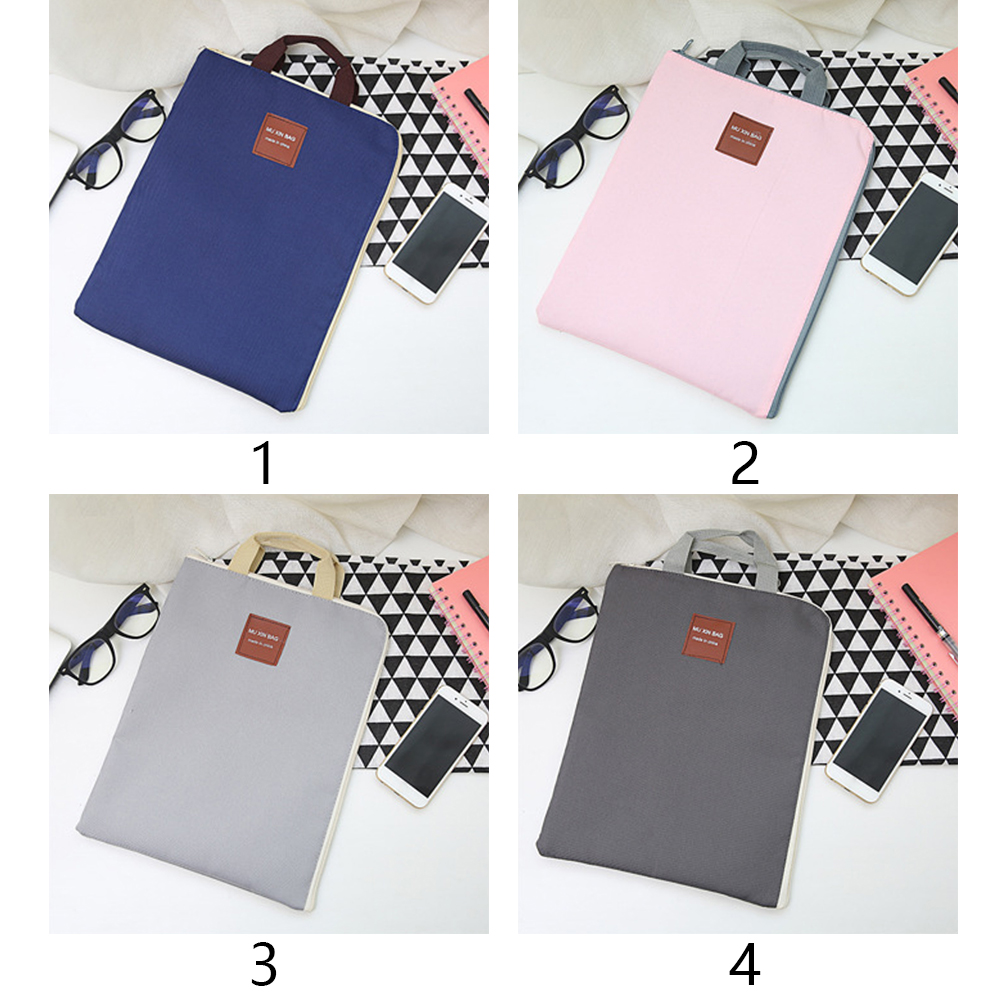 A4 Document Bag Stationery Double Layer with Handle Nylon Organizer Folder School Office Portfolio Portable Zipper File Pocket