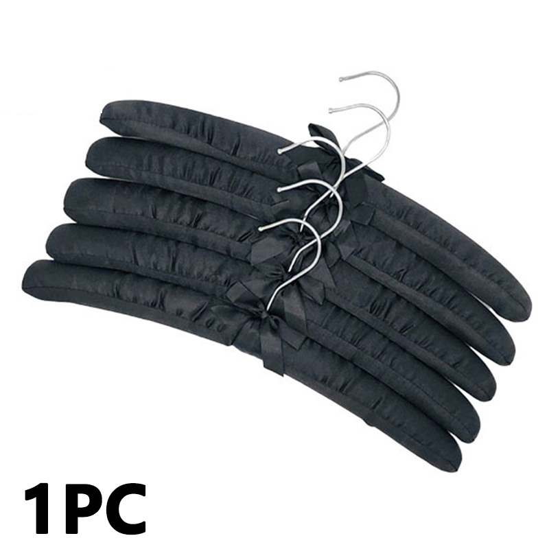 Cintre rembourré en satin pour vêtements, cintres en éponge, présentoir de magasin, crochet argenté, 1 pièce: GRIS FONCÉ