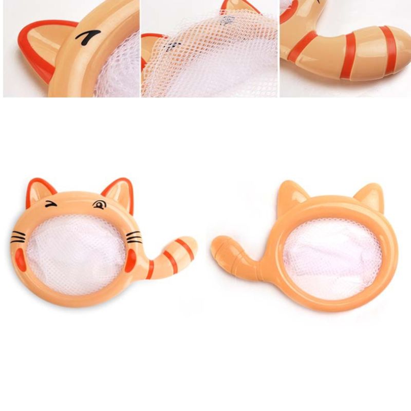 Leuke Cartoon Dier Kat Vissen Netto Baby Baden Tijd Water Zwembad Speelgoed Voor Kids Kinderen