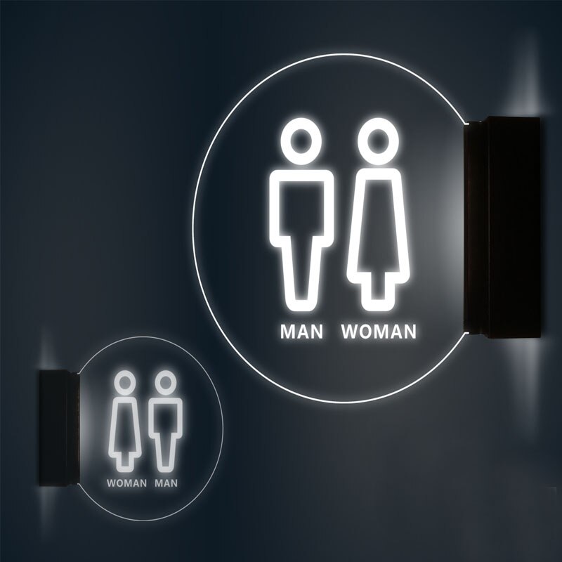 Wall Mounted LED Lighting Sign Illuminated washroom sign for Hotel Restaurant Home