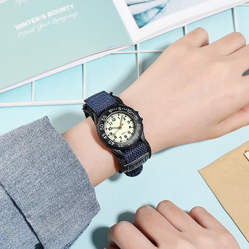 Lunette rotative de 31mm, cadran lumineux, sangles en Velco NATO, mouvement à Quartz, pour enfants