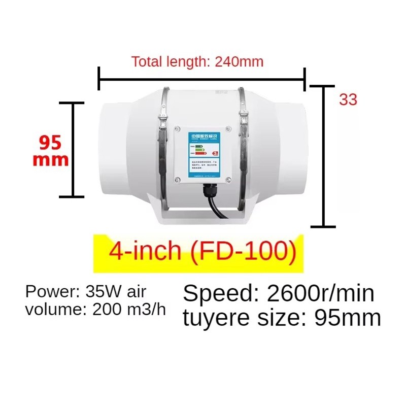 220 V leiser Kupfermotor, Belüftung, Abluftgebläse, hocheffizienter Abluft, Inline-Kanalventilator, Lüftungsschlitze: Licht Grau