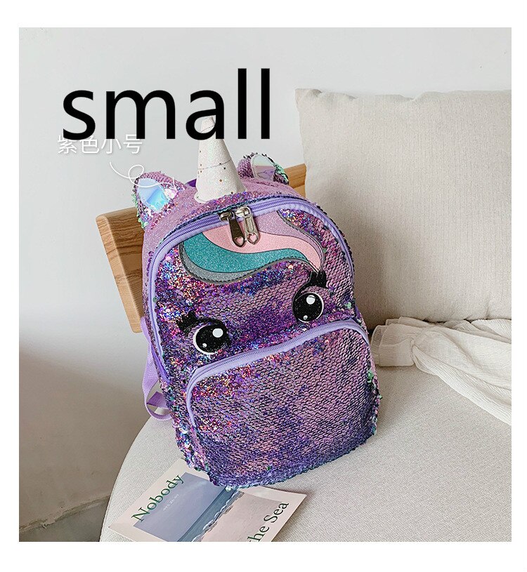 Unicornio lentejuelas niños Mochila de niños bolsas para la escuela Mochila para chicas adolescentes de dibujos animados lindo mochilas grandes Mochila: K