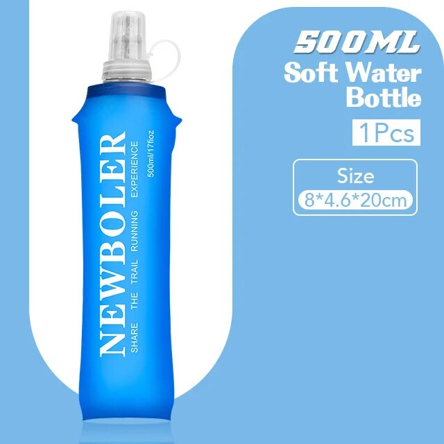 NEWBOLER 250 ml 500 ml Wasserflasche, TPU, faltbar, weiche Flasche, Sport-Wasserflasche, Wasserbeutel, zusammenklappbare Wasserflasche, Laufen, Camping: schwarze farbe
