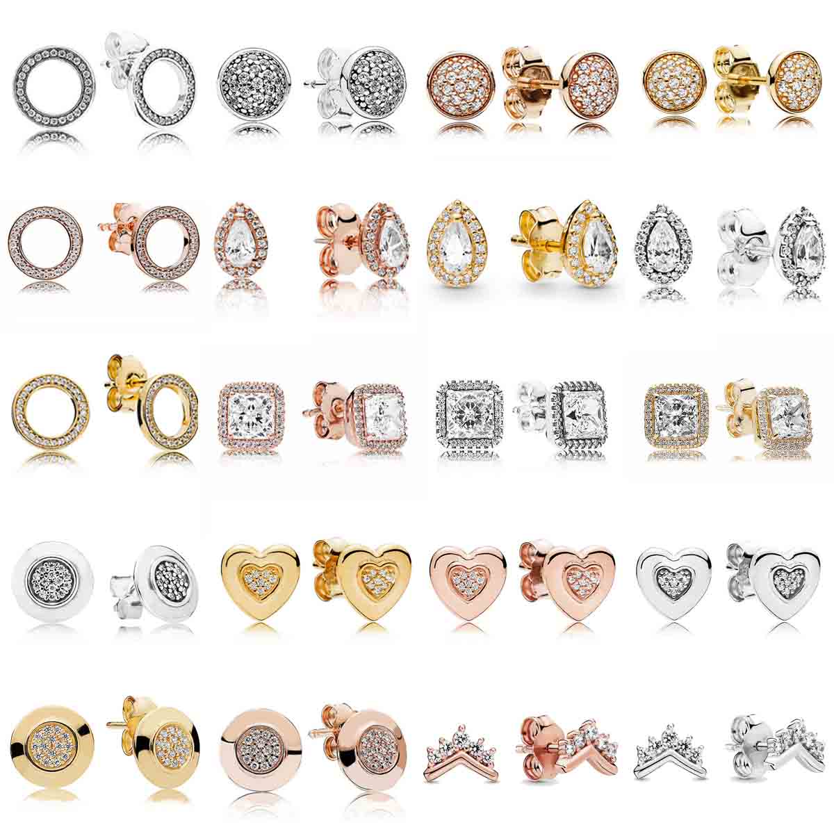 925 Sterling Silver Orecchino D'oro Scintillante Circolare Per Sempre Two-tone Firma del Cuore di Amore Orecchino Per Le Donne Gioielleria Raffinata