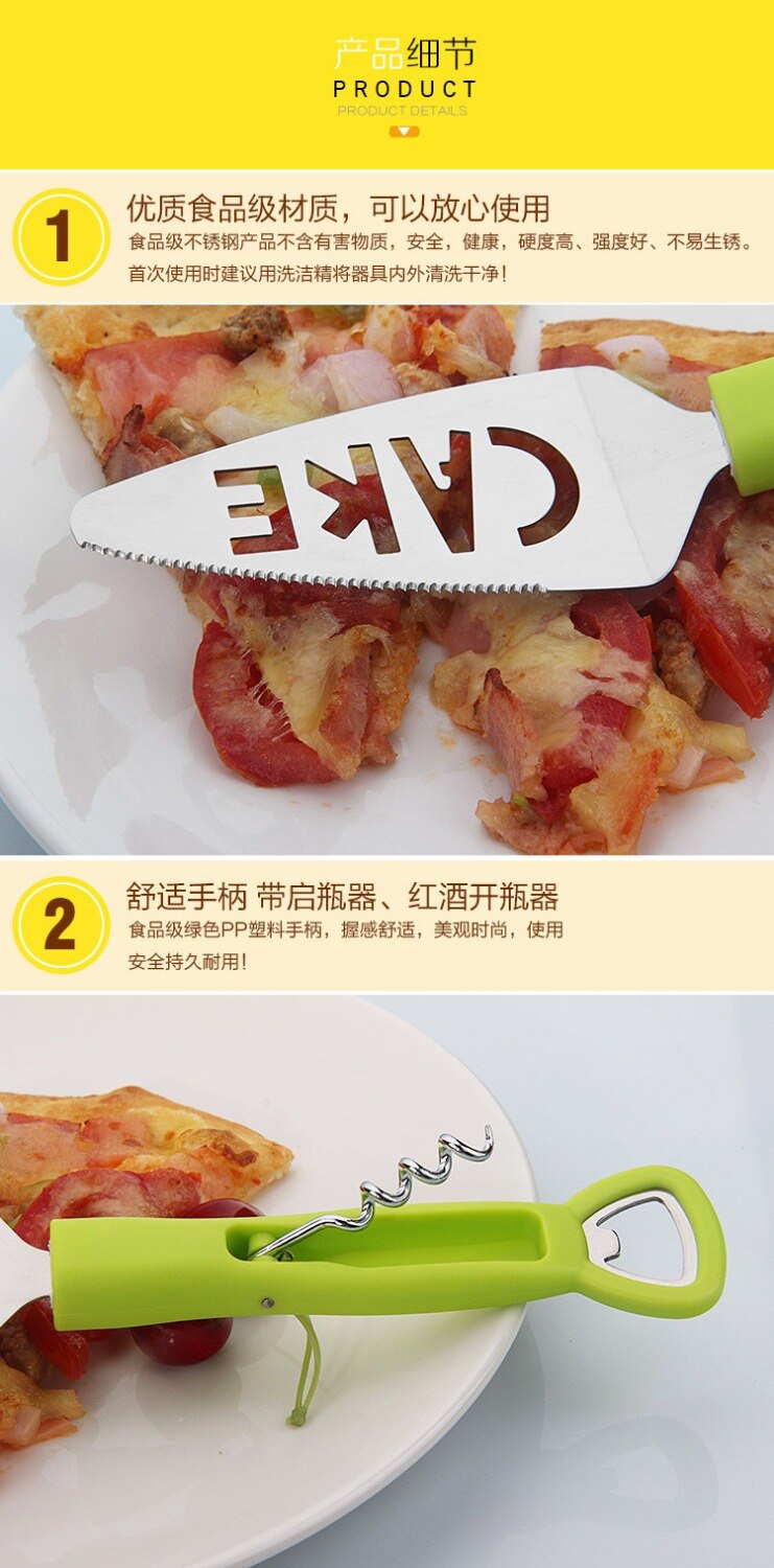 1PC green ABS handle Pizza Knives Stainless Steel cheese knife cheese tools cheese slicer cake cutter KX 172