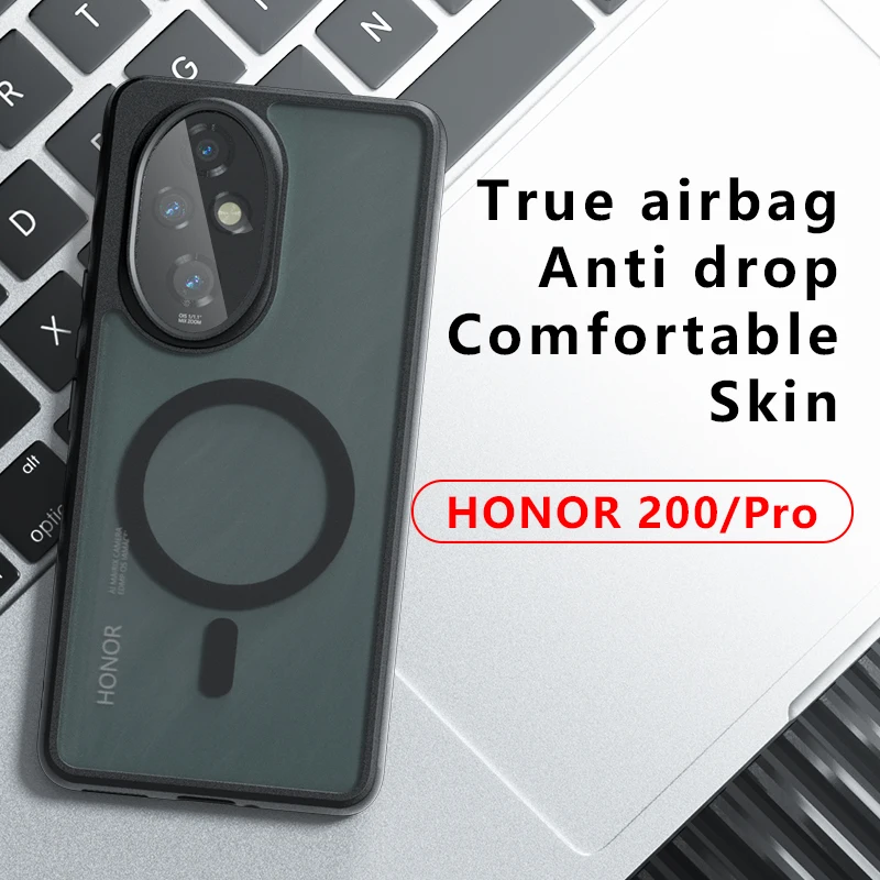 Pour Magsafe antichoc acrylique coque de téléphone pour Honor 200 Pro 200 Lite magnétique dur pare-chocs mat coque