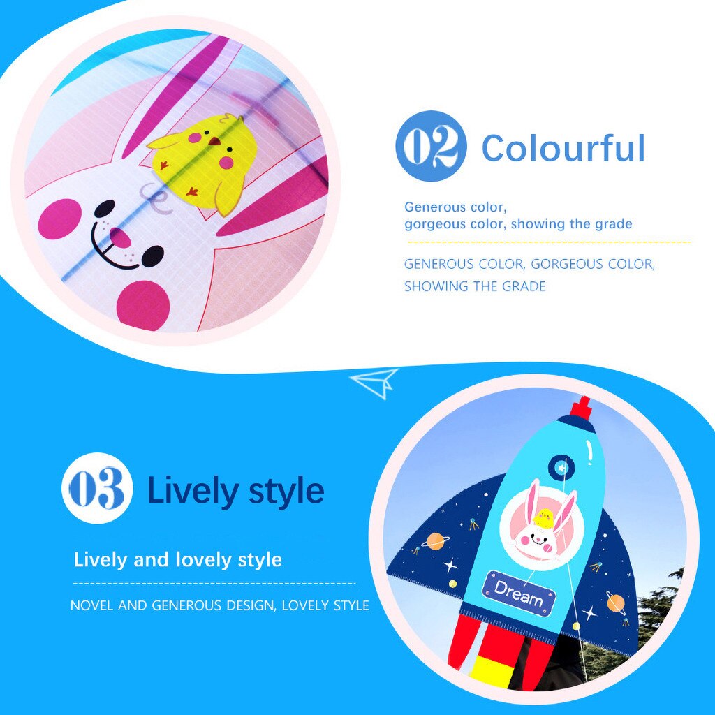 Cartoon Kite - 126x80cm - Polyester - Single Line with Tail - Outdoor Sport Toy for Kids