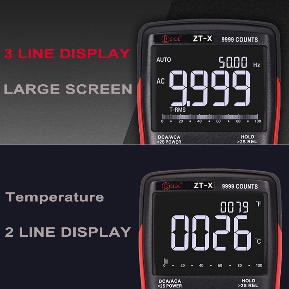 Digitale Multimeter Bside-X 9999 Telt 3-Lijn Triple Display Multimetro Temperatuur Tester Meter Voltmeter Amperemeter RM409B