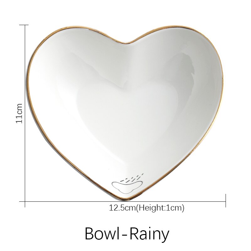 Ceramic Dinner Plates and Dishes White Porcelain Party Tableware Plate Sets Porcelain Breakfast Plates Bowl: Bowl-Rainy