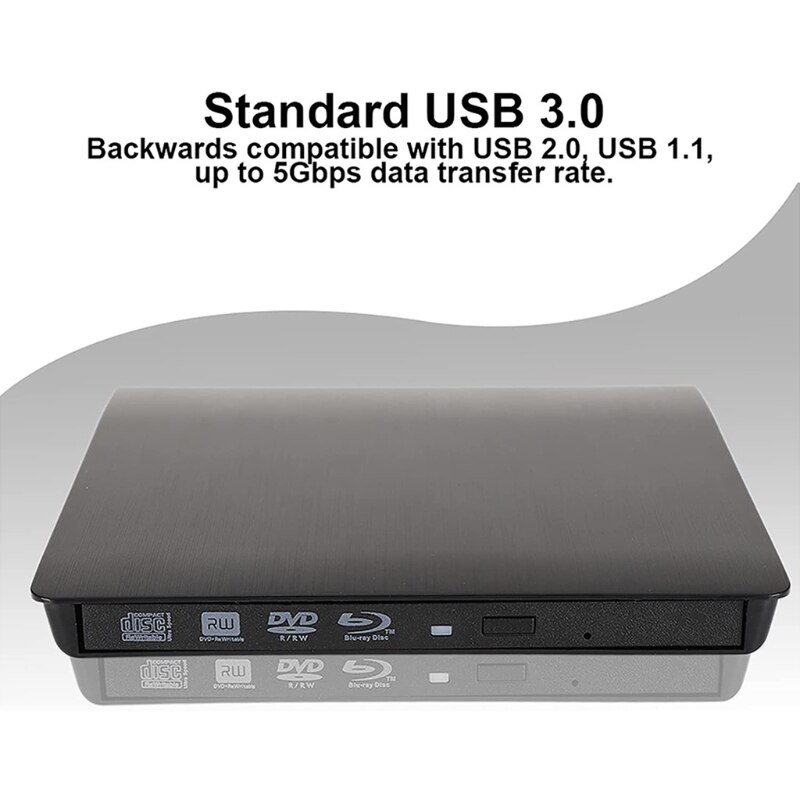 Externe Dvd Drive Usb 3.0 Cd Rom Optische Drive Usb C Brander Slim Cd/Dvd Rom Brander Schrijver Reader speler Draagbare