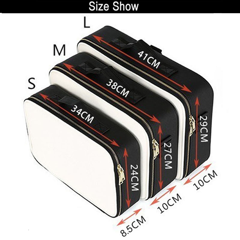 Clapboard Cosmetic Bag Leather Make Up Box Large Capacity Storage Handbag Travel Insert Toiletry Makeup Suitcase