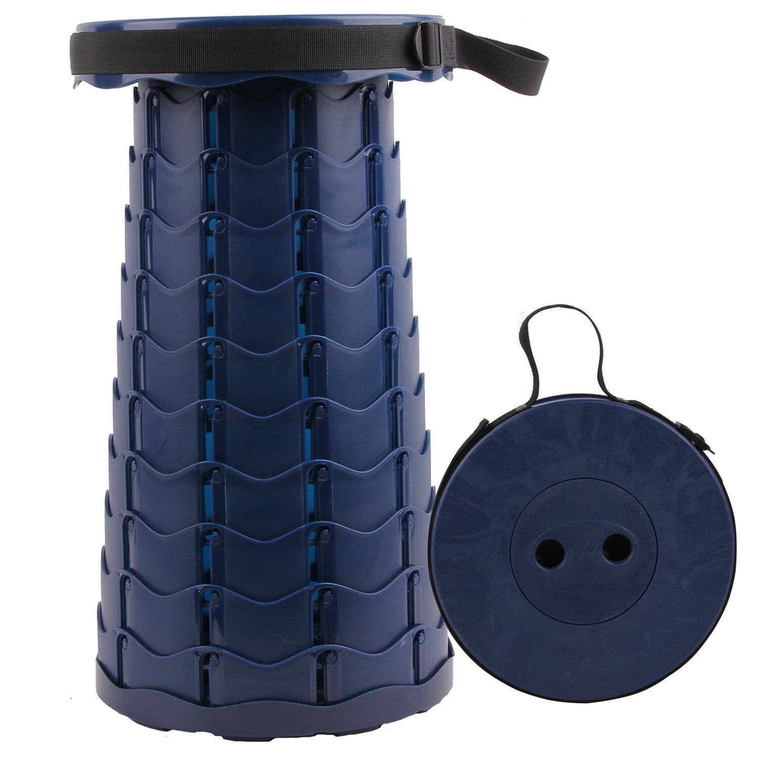 Outdoor Camping Stretchable Kruk Rekbaar Draagbare Plastic Kruk Rekbaar Stoel Vissen Opvouwbare Kruk: navy