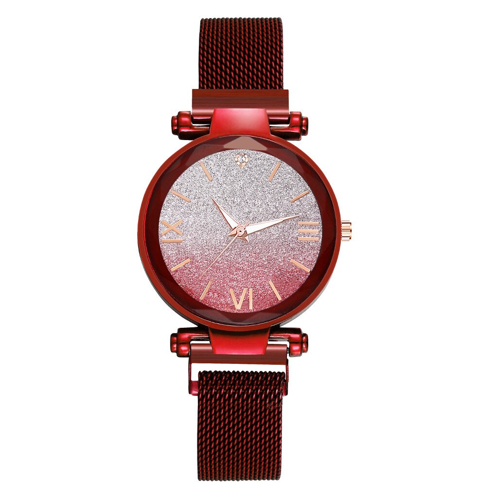 romantic sky watch women mesh steel strap ladies watch Magnet Buckle zegarek damski montre femme: Red
