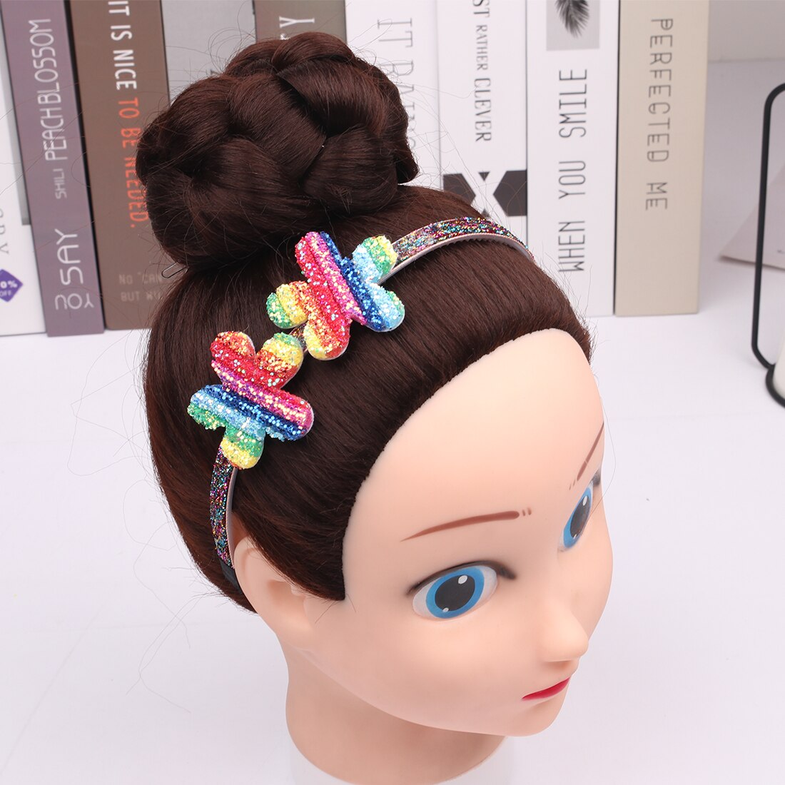 1 Pza niñas diademas de purpurina niños tierna diadema Color arcoíris flor forma de estrella y corazón brillante mujeres accesorios para el cabello