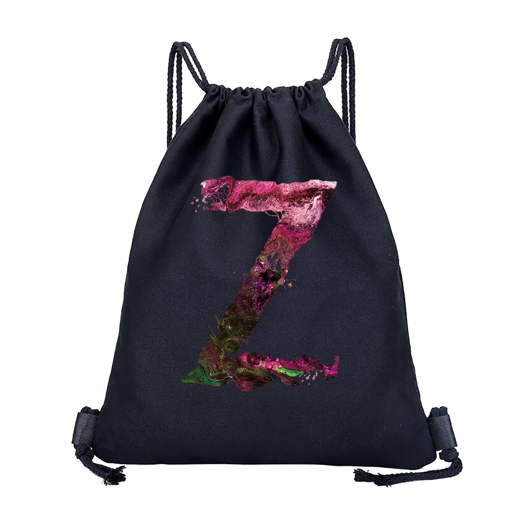 26 Initials Print Drawstring Bag Backpack Men and Women Beach Sports Travel Backpack Kid Supplies Bag Portable Sundries Bag: Burgundy